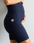 Maternity Bike Shorts - Ryan Ribbed Navy