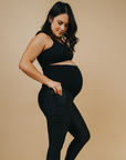 Maternity Leggings - Classic 7/8 Length w Pockets Black