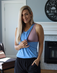 Breastfeeding Tank - Twist Back Daisy Blue