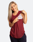 front view of mum showing nursing function of relaxed tee