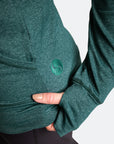 Back view of emerald green breastfeeding hoodie