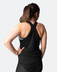 pregnant woman wearing a black breastfeeding tank