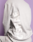 Back view of grey breastfeeding sweatshirt