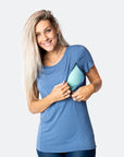 Breastfeeding T-Shirt - Bamboo Workout Tee Baltic Blue