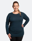 Dark teal green long sleeve maternity top