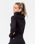 back view of black breastfeeding hoodie