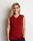 Red breastfeeding friendly maternity top