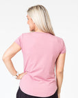 back view of pink scoop breastfeeding t-shirt 