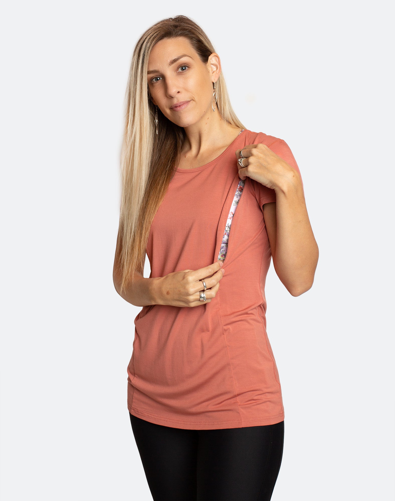 spice breastfeeding t-shirt with invisible zip unzipped for nursing