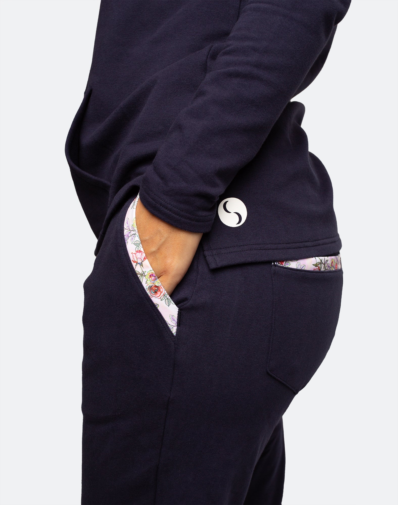 Navy Blue breastfeeding hoodie and track-pant co-ordinates