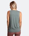 Back view of sage green summer nursing top