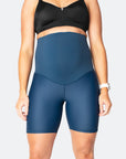 front view of woman wearing aspen high waisted bike shorts