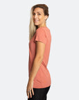 side view of a breastfeeding friendly workout t-shirt