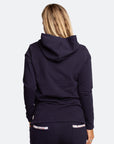 Back view of dark navy maternity nursing hoodie