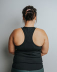 Back view of ribbed racerback nursing tank