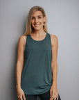 Back view of twist back maternity tank